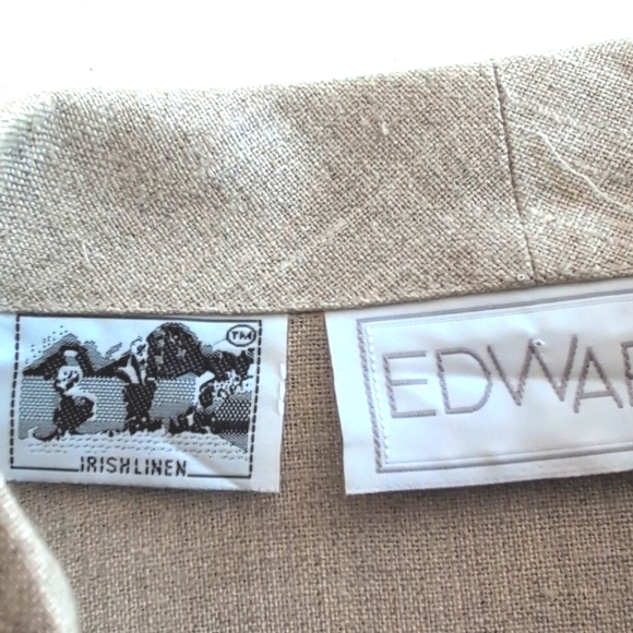 VTG Irish linen oatmeal oversized embroidered neutral jacket. EDWARD. Large. - Picture 12 of 12